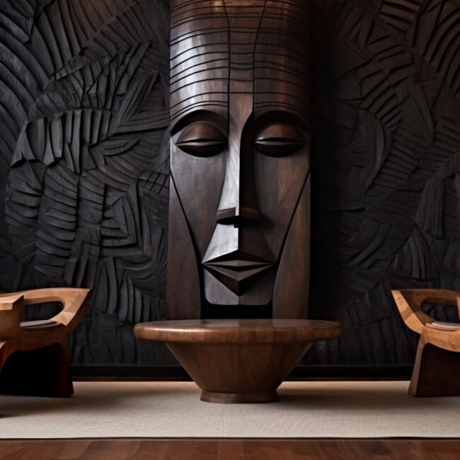 decorative African wall mask, handcrafted from wood and inspired by tribal traditions.